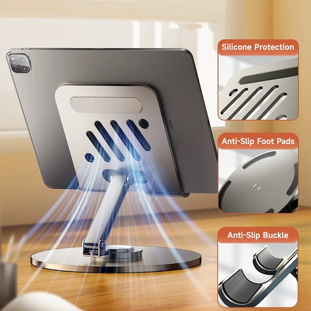 Caynes Laptop-Ständer aus Aluminiumlegierung, 360 Grad drehbar und faltbar, Farbe: Grün - Bild 1