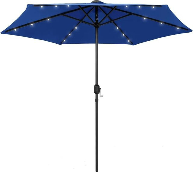 vidaXL Sonnenschirm mit LED-Beleuchtung aus Aluminium und Polyester in Blau, Höhe: 270 cm - Bild 1