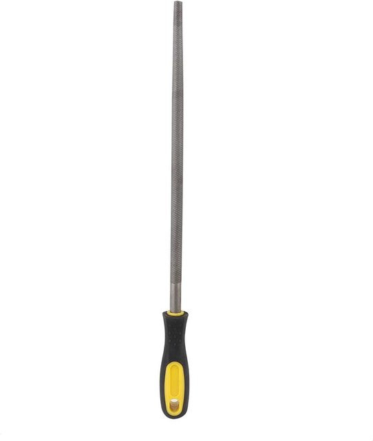 TOMTOP JMS Runde Millstahlfeile Raspel mit Griff in Weiß für Metallprojekte, 12 Zoll, Feine Zähne - Bild 1