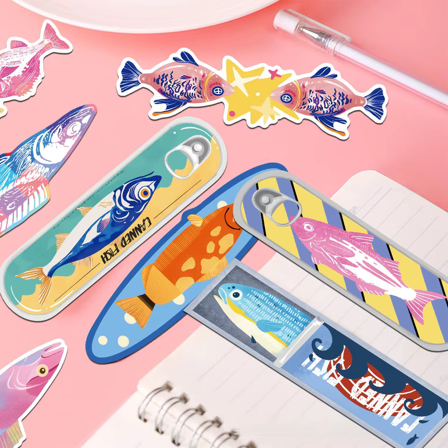 30 Stück handgeschriebene Fisch-Lesezeichen aus Papier in Multicolour für Studenten und DIY-Projekte - Bild 2