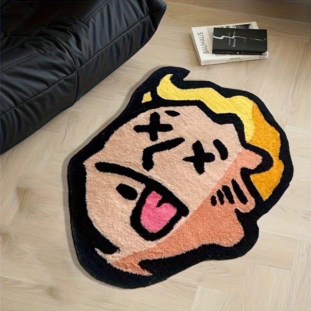 VIKAMA Teppich mit Alien-Muster in Multicolour, rutschfeste Bodenmatte für Wohnzimmer, Schlafzimmer und Flur, B/T: 60 x 50 cm - Bild 1