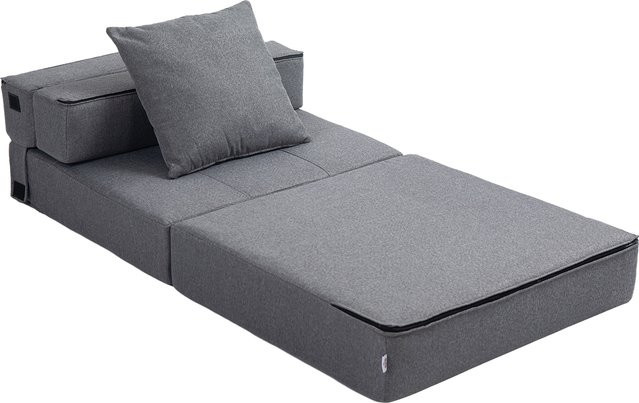 HOMCOM 2-in-1 Schlafsessel klappbar als Schlafsofa und Gästebett in Dunkelgrau - Bild 1