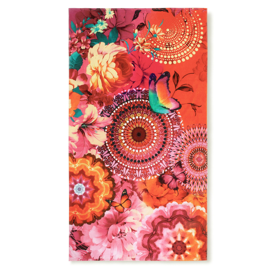 hip Family Strandtuch Ziva Mandala Blüten in Rosa Bunt, B/B: 100 x 180 cm - Bild 1