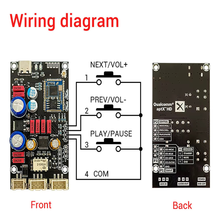 Qualcomm QCC5125 QCC3034 Bluetooth 5.1 Dekodierungsplatine mit APTX und LDAC Unterstützung - Bild 4