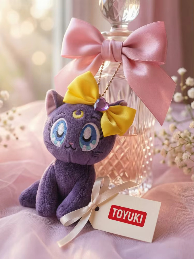Bandai Sailor Moon Luna Plüschpuppe, lila Katzen-Plüschanhänger - Bild 5