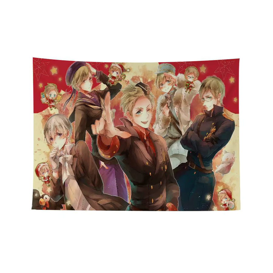 Hetalia World Stars Tapisserie Kunstdruck Mandala Wandteppich im böhmischen Design, Multicolor - Bild 4