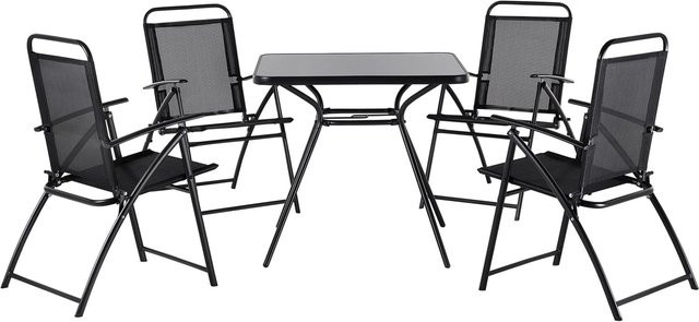 Beliani Gartentisch Set Schwarz aus Stahl und Glas B/T/H: 80 x 80 x 90 cm - Bild 1