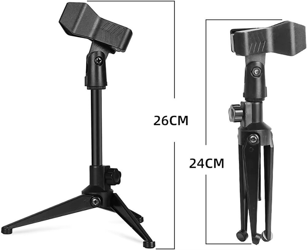 Depusheng L6 Mikrofonständer Desktop-Stativ in Schwarz, höhenverstellbare Universal Mini Tischhalterung mit federbelastetem Mikrofonclip - Bild 5