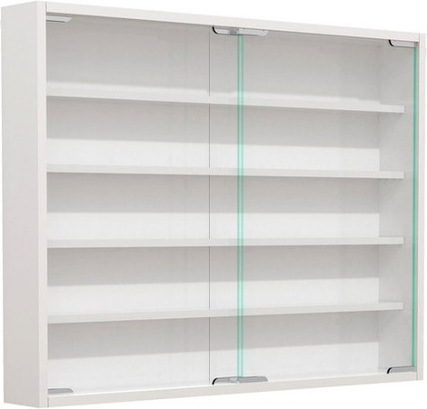 VCM Hängevitrine Agisa in Weiß mit Glas-Schiebetüren, B: 77 cm, H: 60 cm, T: 10 cm