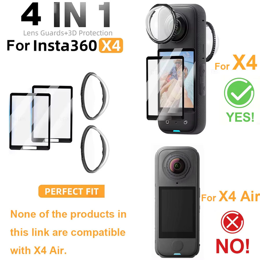 Insta360 X4 X5 Displayschutzfolie und Objektivschutzkappe aus gehärtetem Glas, transparentes Anti-Kratz-Schutzset für deine 360 Grad Videokamera - Bild 2