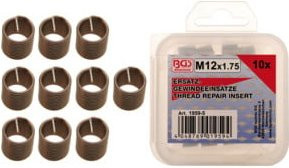 BGS Ersatz-Gewindeeinsätze M12 x 1,75 mm, 10-teilig, Silber - Bild 1
