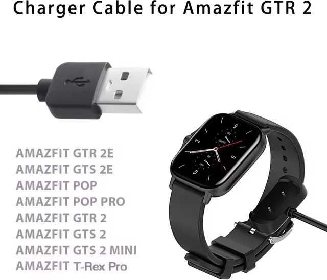 Amazfit USB-Ladegerät, Silikon, Schwarz - Bild 1