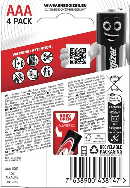 Energizer Max AAA Micro Alkaline Batterien 4er Pack - Bild 2