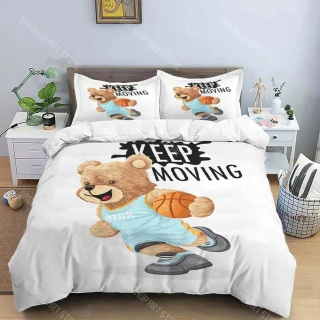 Bettwäsche-Set Lodestar mit 3D-Bären-Print aus Polyester, Weiß, B/H: 180 x 210 cm - Bild 1