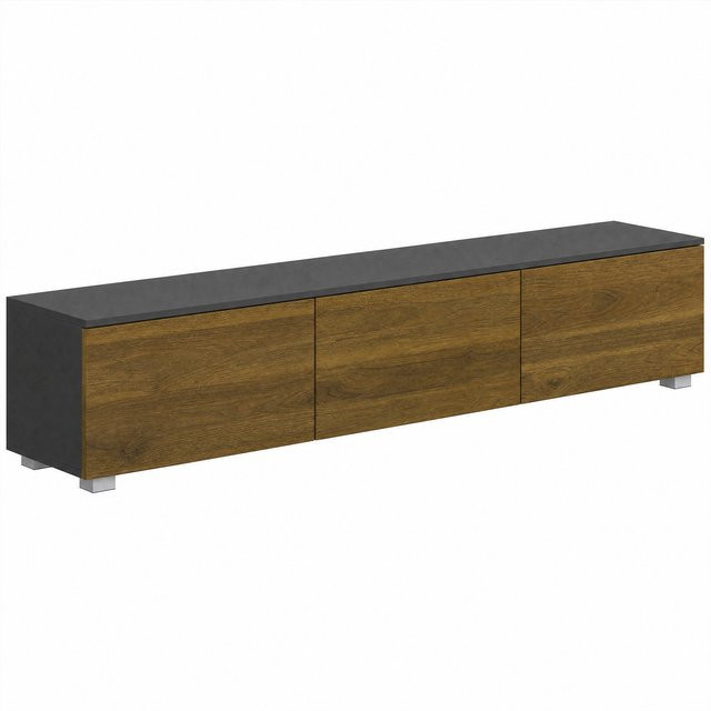 HOMCOM TV-Möbel hängend oder stehend in Nussbaum, TV-Lowboard für Fernseher bis 165,1 cm mit Soft-Close Tür und Kabeldurchführungen, Breite: 160 cm - Bild 1