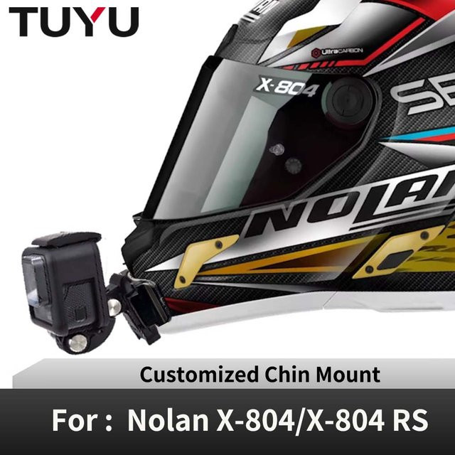 TUYU Helm-Kinnhalterung für Nolan X-804 RS, kompatibel mit GoPro Hero 13 12 11, Insta360 Ace Pro2, DJI Action 6 5Pro 4 Nano, Farbe: Schwarz - Bild 1