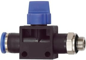 Riegler 3/2-Wegeventil Blaue Serie mit Steckanschluss, G 3/8 a. und S-Ø 10mm in Blau - Bild 1