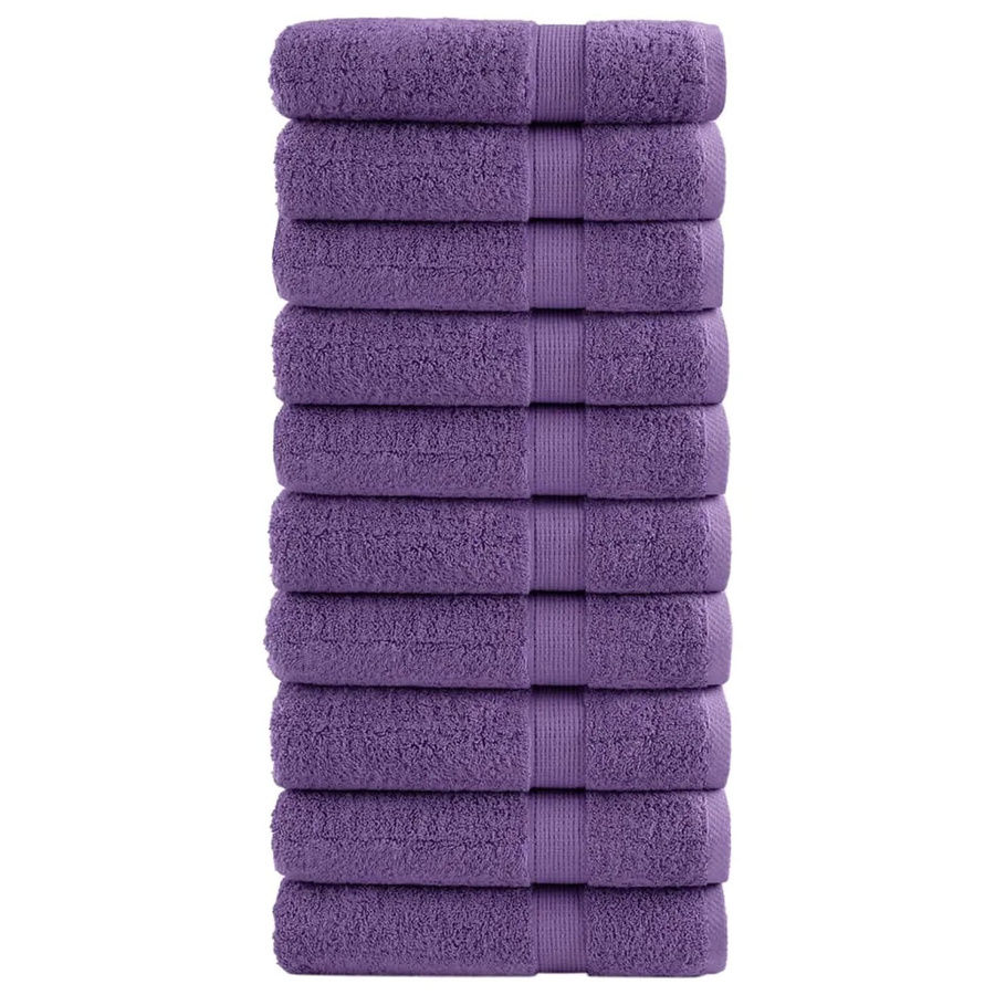 vidaXL Premium-Duschtücher Set 10 Stück aus 100% Baumwolle in Lila, B: 70 cm, L: 140 cm, 600 g/m2 - Bild 2