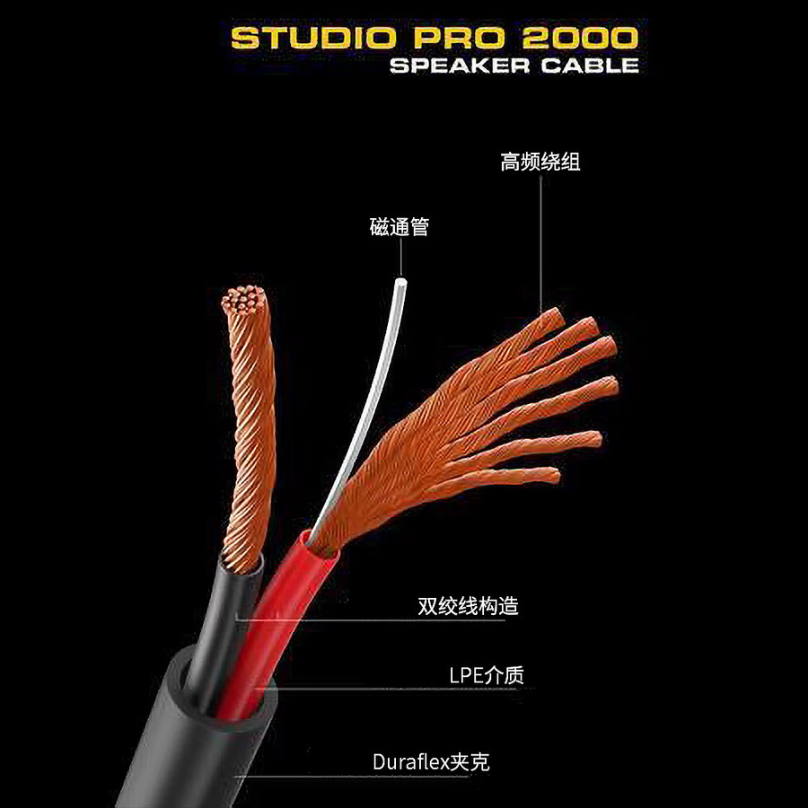 Monster Cable Studio Pro 2000 HiFi-Lautsprecherkabel in Schwarz, professionelles OFC-Audiokabel für Hi-Fi und Heimkino, 2–12 AWG - Bild 3