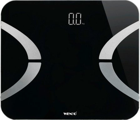 Wenko Analysewaage mit LED und Bluetooth aus Glas in Schwarz und Grau, B/T/H: 30 x 26 x 2,1 cm - Bild 1
