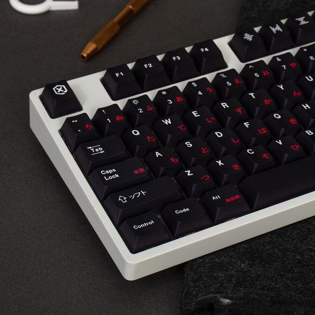 GMK WOB Red Cyrillic PBT Tastenkappen im Cherry Profile mit Dye Sublimation für mechanische Tastaturen, 129 Tasten, Farben: Rot und Schwarz - Bild 1
