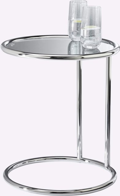 Beistelltisch von Heine Home in Silver mit Sicherheitsglas und Metalloberfläche, B/T/H: 40 x 45 x 54 cm - Bild 1