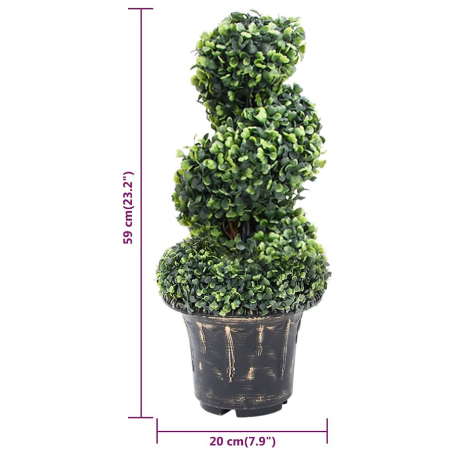 Vidaxl Spirale aus künstlichem Buchsbaum mit Topf, Grün, Höhe: 59 cm - Bild 2