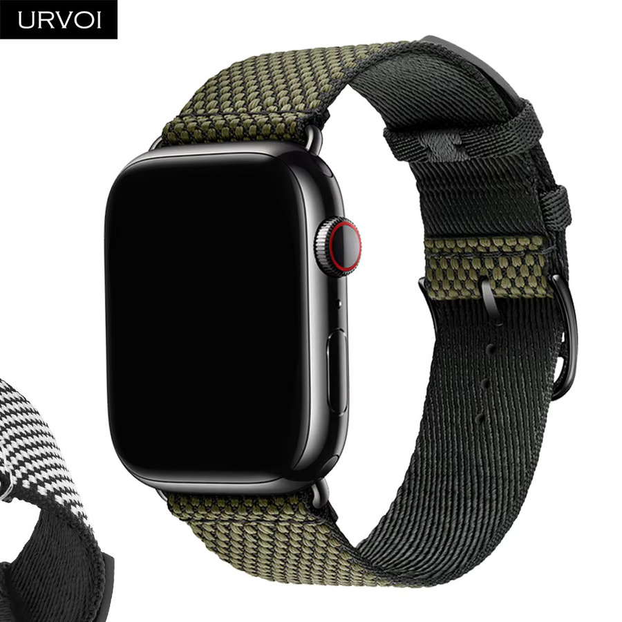 URVOI Uhrenarmband, Textil/NATO, kariertes Canvas, Schwarz, Unisex - Bild 2