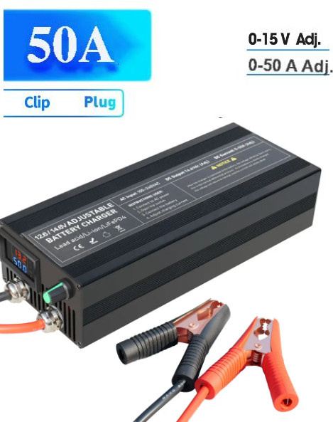 Schnelles LiFePO4 Ladegerät für 12V Auto-Lithium-Batterien mit Display in Schwarz - Bild 1