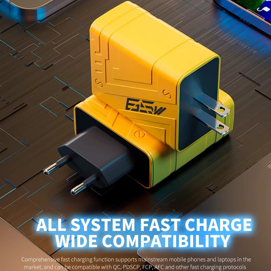 Maerknon 65W 5-Port USB-C Schnellladegerät mit PD und QC3.0 Wandladegerät in Gelb - Bild 4