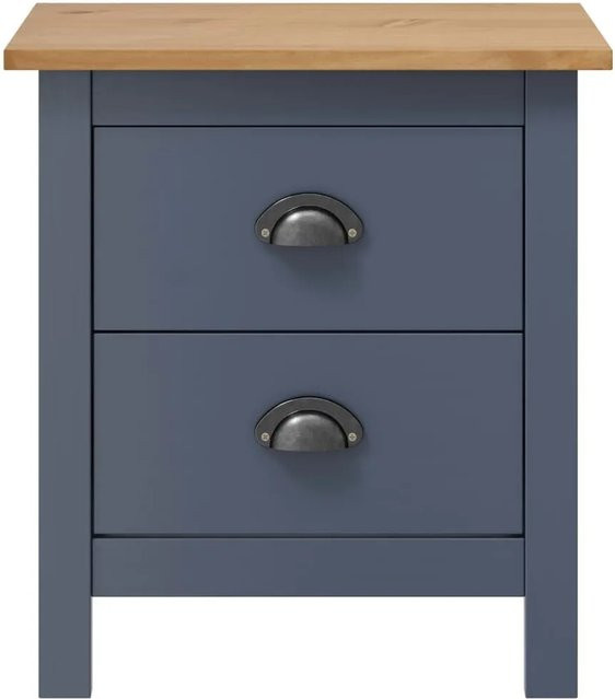 vidaXL Nachttisch Hill aus Massivholz Kiefer in Grau und Braun, B/T/H: 46 x 35 x 49,5 cm - Bild 1