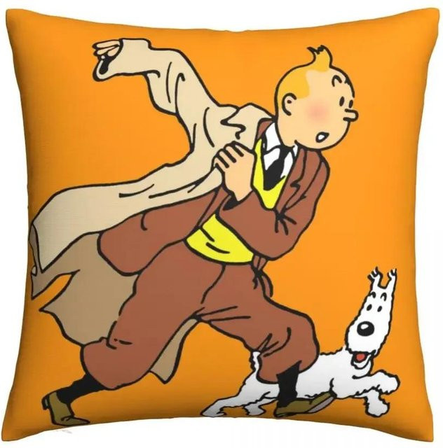 Dekorativer Kissenbezug Tim und Struppi Fantasy Comics in Beige, B/B/B: 60 x 60 x 60 cm - Bild 1