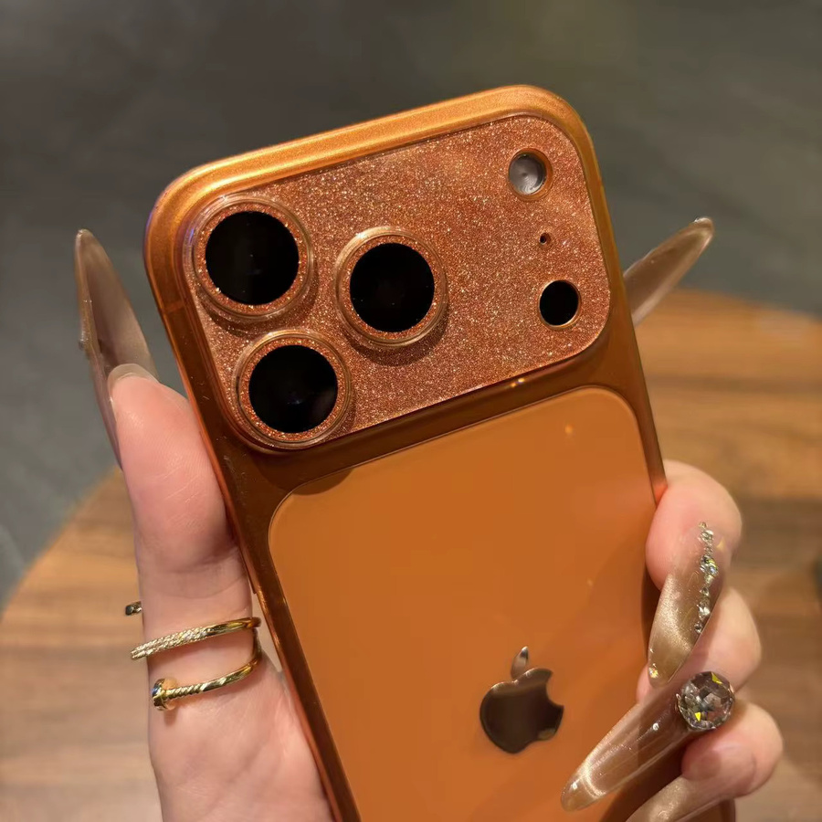 Acryl-Kameraschutzfolie mit Glitzer-Stern-Design für iPhone 17 Pro Max, 17 Pro, 17, 16 und 15 Pro Max in Orange - Bild 1