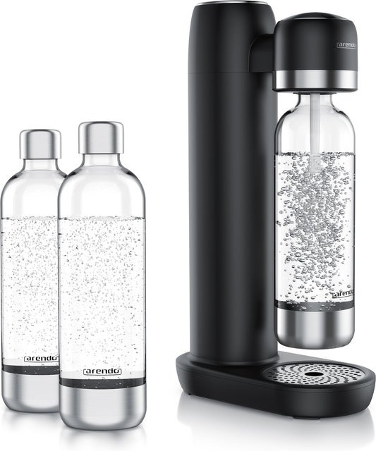 Arendo Wassersprudler Soda Maker in Schwarz mit 1000 ml PET-Flaschen und Kompatibilität für 60l CO2 Zylinder - Bild 1