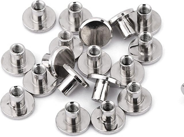 20er Set DIYelecs Messing Flachkopf Muttern und Nieten für Lederhandwerk in Grau - Bild 1
