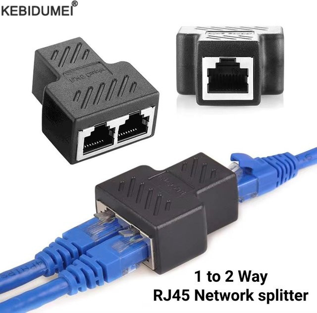 2 Stück kebidumei RJ45 LAN Ethernet Netzwerk Splitter Adapter in Schwarz - Bild 1
