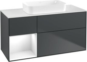 V&B Waschtischunterschrank Finion mit Wandbeleuchtung, Farbe Weiß lackiert, B/T: 120 x 60 cm - Bild 1