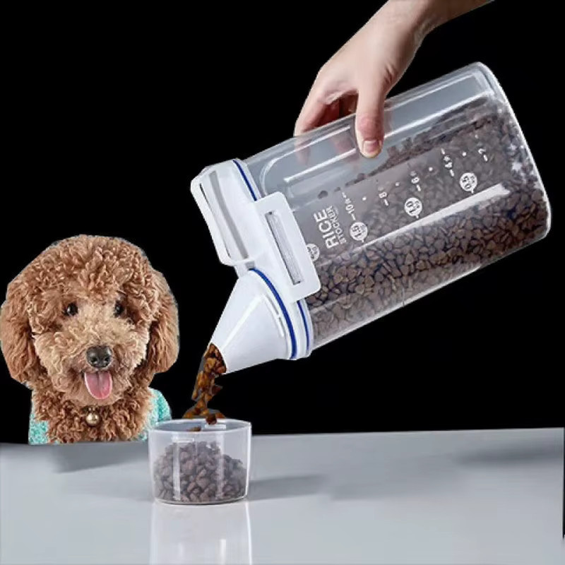 JETTING Vorratsbehälter aus transparentem Kunststoff mit Messbecher für Hunde und Katzen, 2 kg - Bild 4