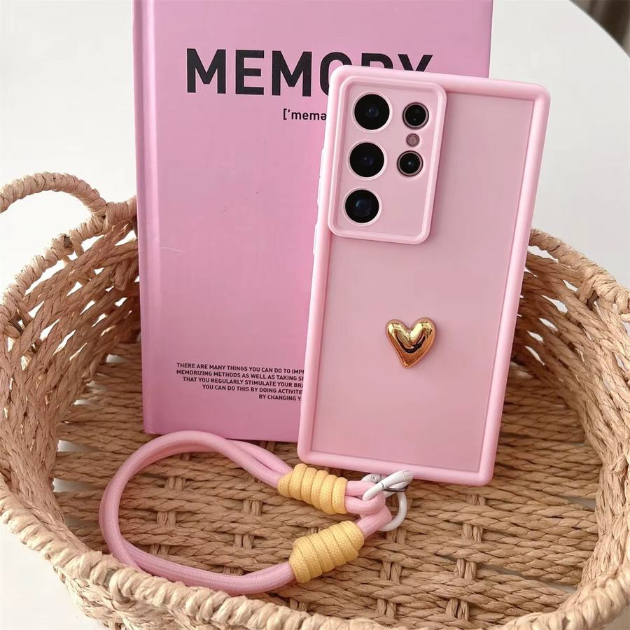 Weiche Silikon Handyhülle mit Handgelenkband für Samsung Galaxy S26 S25 S24 S23 S22 Ultra Plus FE A56 A55 A36 A35 A26 A16 A15 5G in Weiß oder Pink - Bild 2