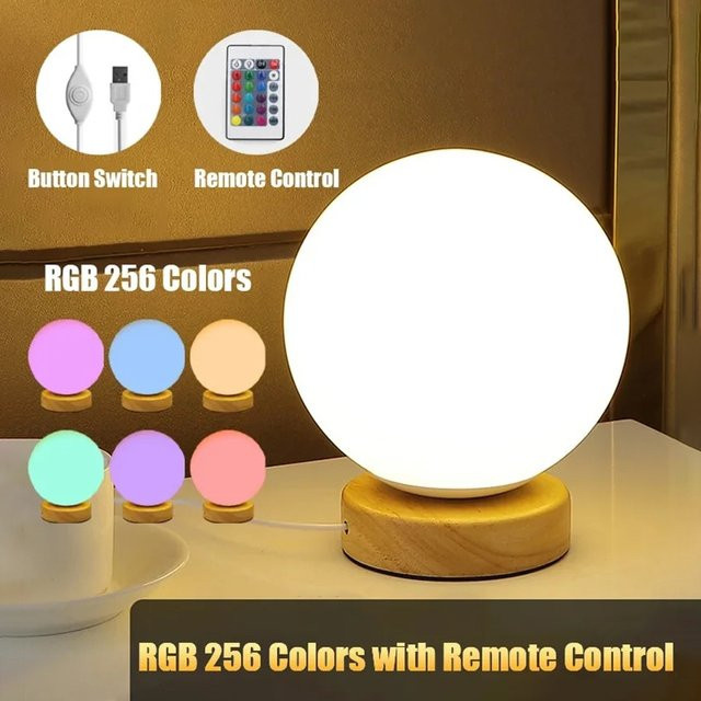 KFV RGB Farbwechsel LED Nachtlicht, USB wiederaufladbare LED Tischlampe für Home Office, Schlafzimmer und Wohnzimmer - Bild 1