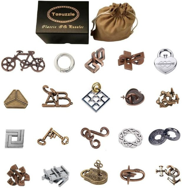 Metal Puzzle Logic Mind Brain Teasers Rings Lock Baffling Game 9-teiliges Set - Bild 1