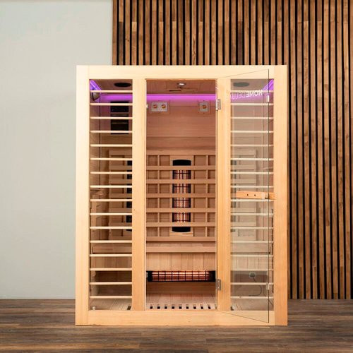 Home Deluxe Redsun L Deluxe Infrarotsauna für 3 Personen mit Fronteinstieg und Vollspektrumstrahlern aus Tannenholz in Beige, B/T/H: 190 x 153 x 110 cm - Bild 2