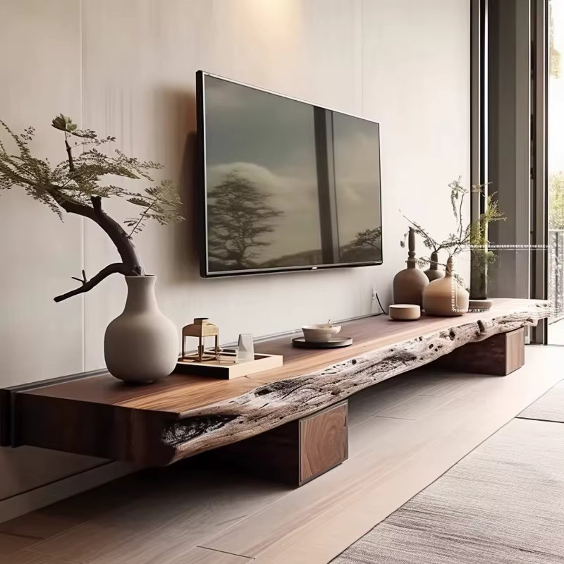 Minimalistischer TV-Schrank aus Massivholz von DUTRIEUX in Braun, Japanisches Design für dein Wohnzimmer, Breite: 200 cm - Bild 2