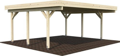 Doppelcarport Karl von PALMAKO aus Fichtenholz in Natur-Beige mit Flachdach, B/T: 600 x 512 cm - Bild 1