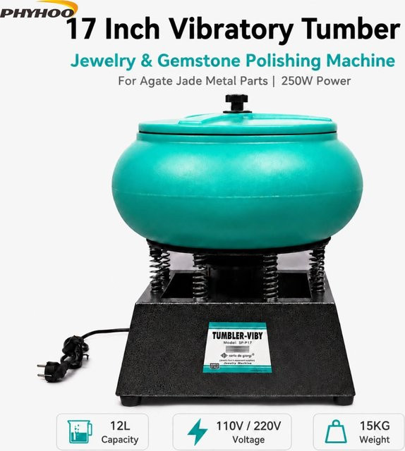 PHYHOO Vibrationspoliermaschine 12L in Türkis für Schmuck, Metall und Edelsteine, 220V - Bild 1