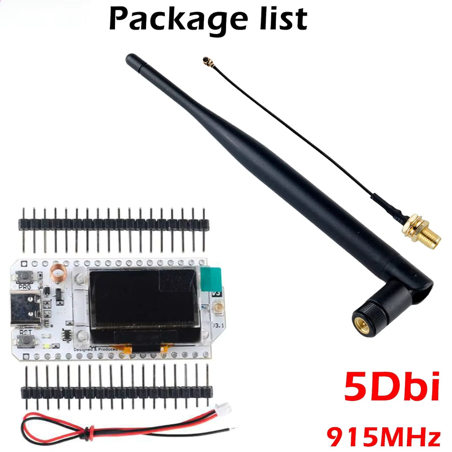 wishiot LoRa32 SX1262 Entwicklungsboard mit 0,96 OLED-Display und 5 dBi Verstärkungsantenne für Meshtastic, IoT und Arduino - Bild 2