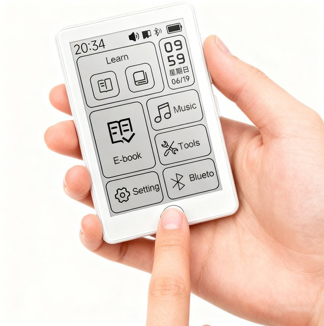Famue BF07 E-Ink MP3-Player und Mini-E-Book-Reader mit 2,7 Zoll Display, Bluetooth 5.4 und FM-Radio in Weiß - Bild 1
