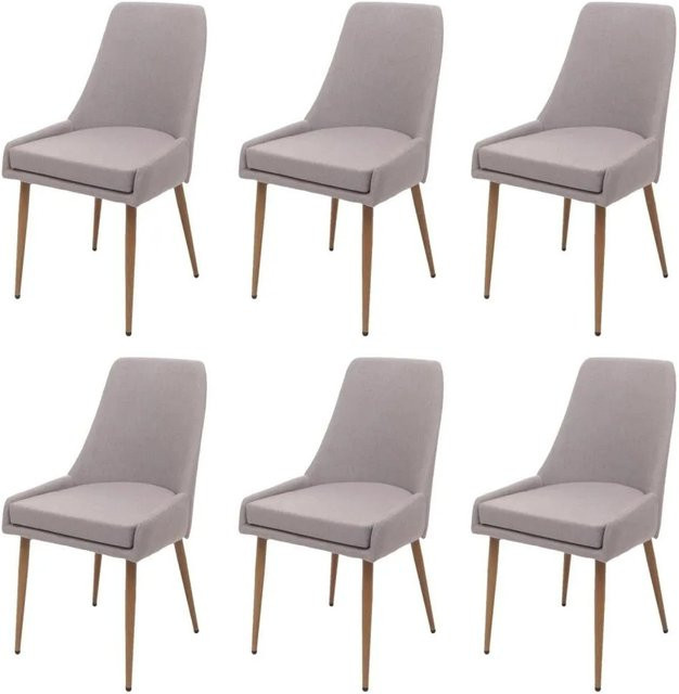 6er-Set MCW Esszimmerstühle O27 im 50er Jahre Design aus Metall und Stoff in Hellgrau - Bild 2