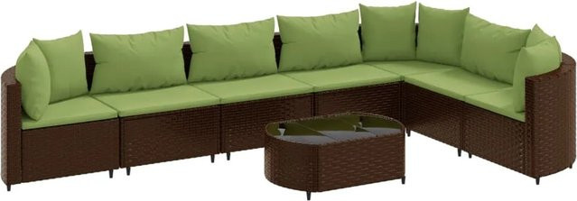 vidaXL 8-tlg Garten-Sofagarnitur aus braunem Poly-Rattan mit Kissen Modell 14 - Bild 1