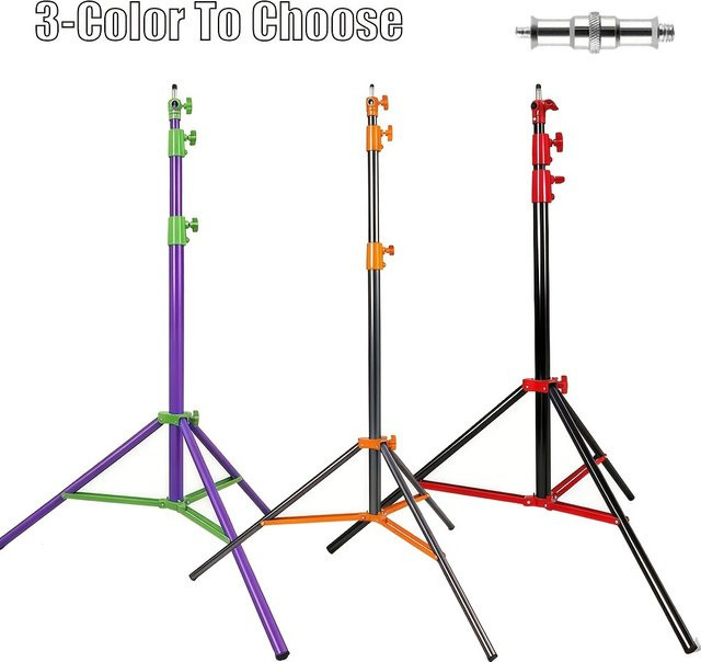 Robustes Aluminium-Lichtstativ SH in Silber und Multicolour, 2,8 m lang, mit 1/4 Zoll bis 3/8 Zoll Universalschraube für Studio-Softbox und Fotoblitzlicht - Bild 1
